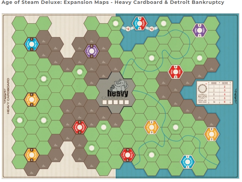 Age of Steam Deluxe Expansion: Detroit Bankruptcy & Heavy Maps